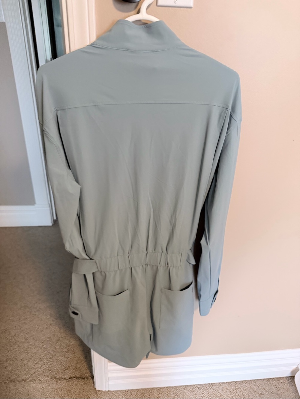 Greyson Light Green/Blue Utility Zip  Phoenix Romper with Waist Tie-New with tag - Picture 5 of 5